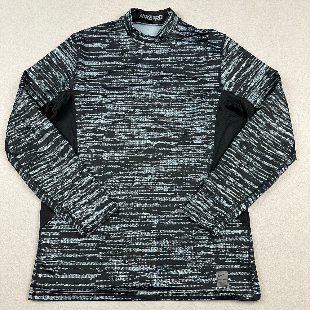 Nike Pro Shirt Men Large Blue Dri-FIT Fitted Training Pullover Base Layer Top L